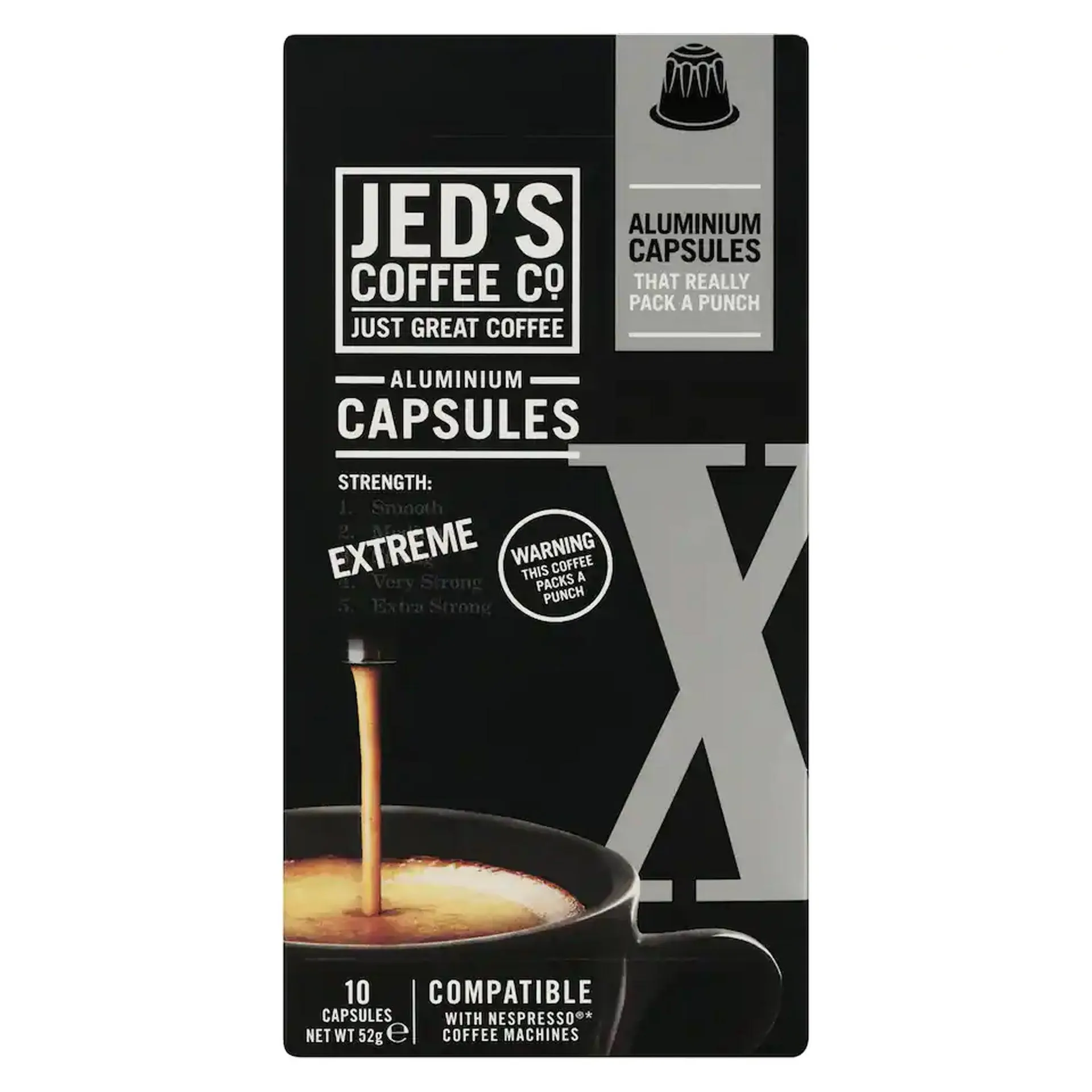 Jed's Aluminium Coffee Capsules X Extreme 10pk