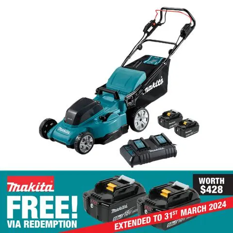 Makita LXT Cordless Lawn Mower 480mm Self Propelled 36V 5Ah