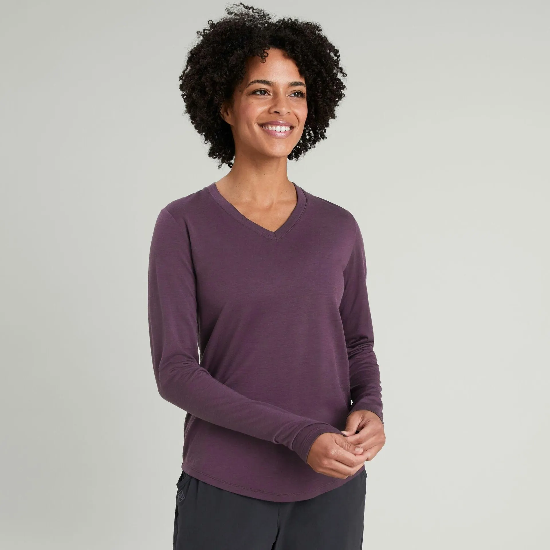 Women's 100% Merino Long Sleeve V-Top