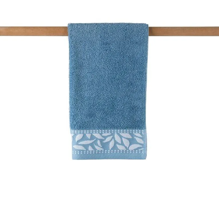 Living & Co Plush Border Hand Towel Blue Mid 40cm x 65cm