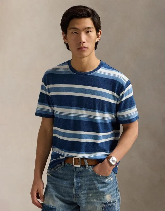 Classic Fit Striped Cotton-Linen T-Shirt