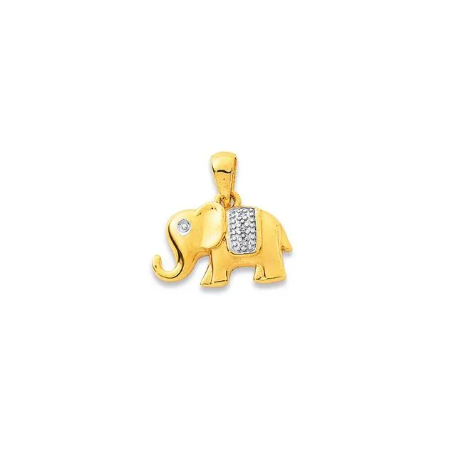 9ct, Diamond Elephant Pendant
