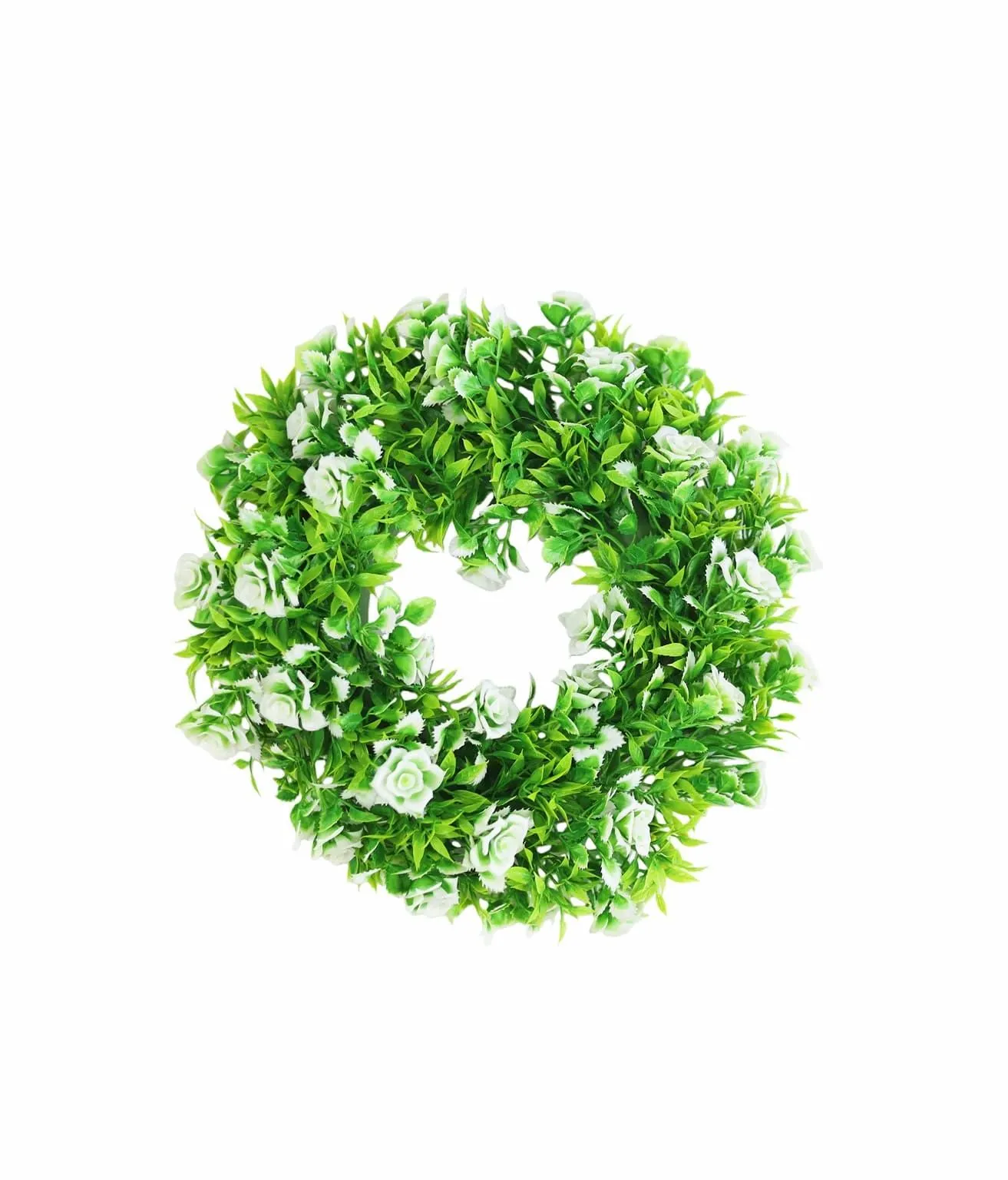 White Flower Artificial Wreath 66 Head 31cm