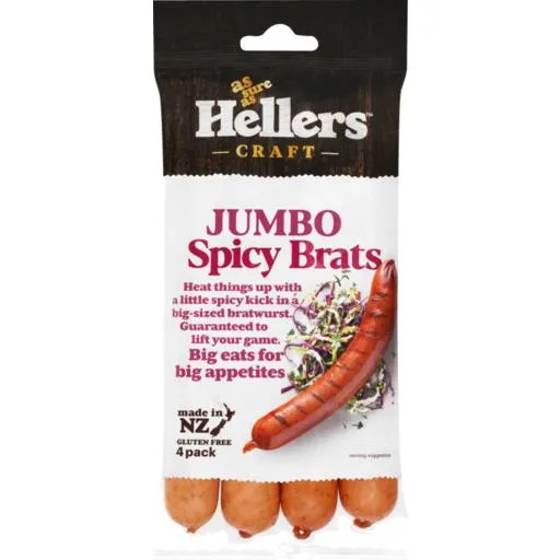 Hellers Bratwurst Spicy 4 Pack