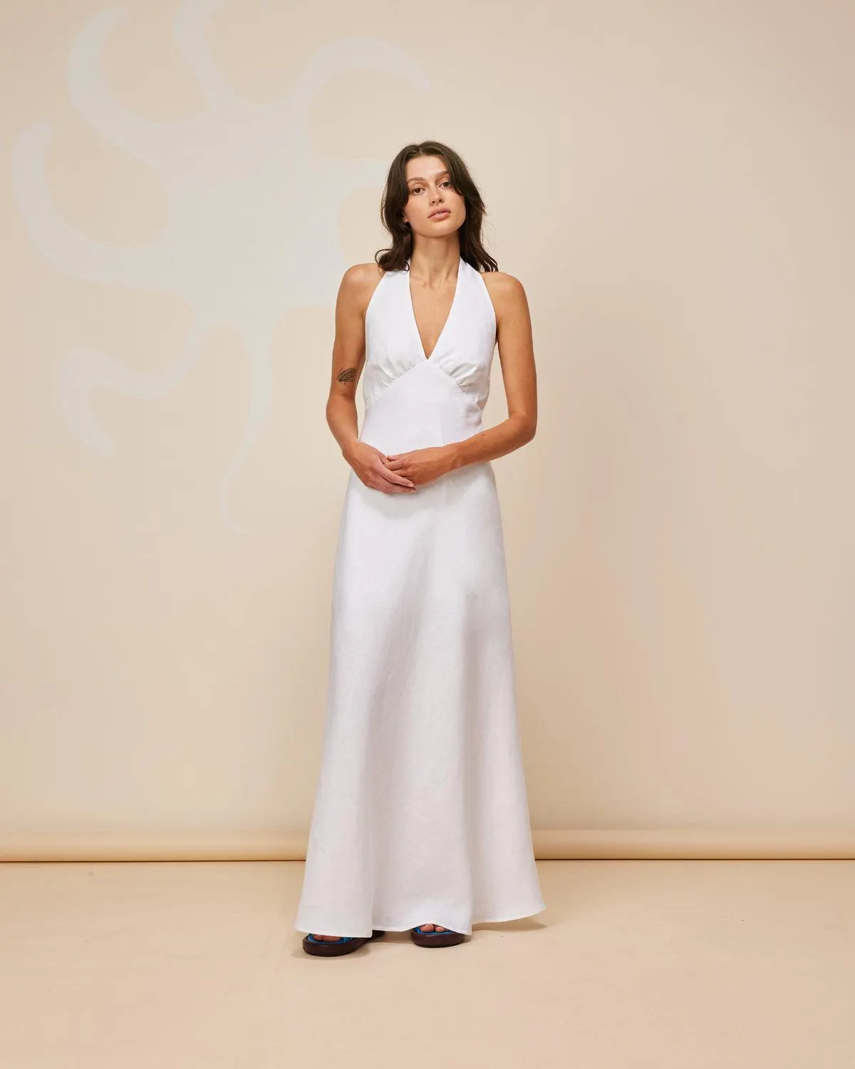 Ava linen halter dress