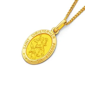 9ct, 16mm Oval St. Christopher Medallion Pendant