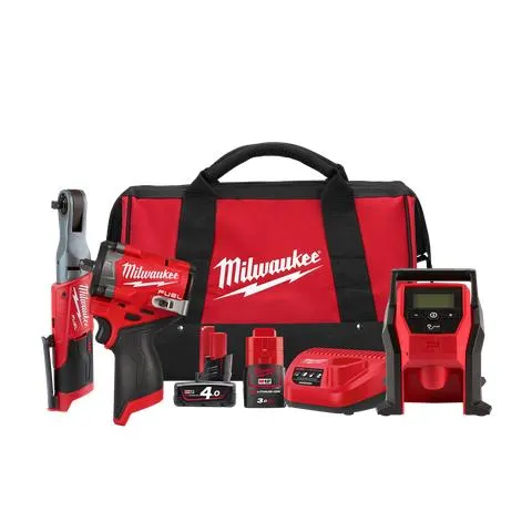 Milwaukee M12 FUEL Cordless Power Pack 3pc 3G2 12V 4Ah/3Ah