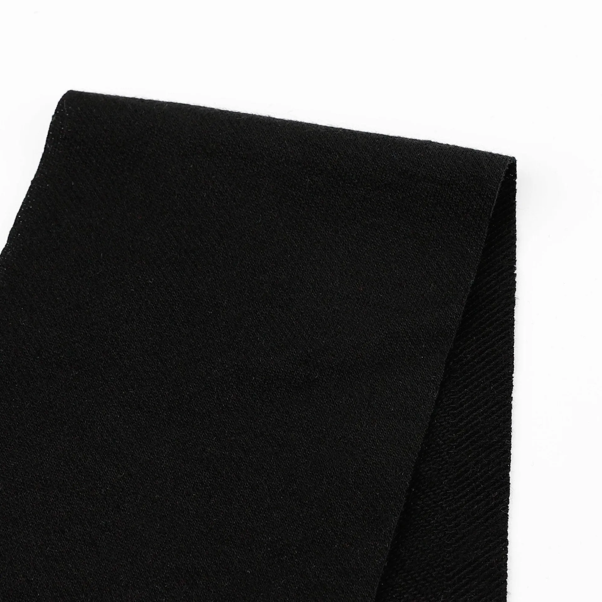 Merino Herringbone Sweatshirting - Black