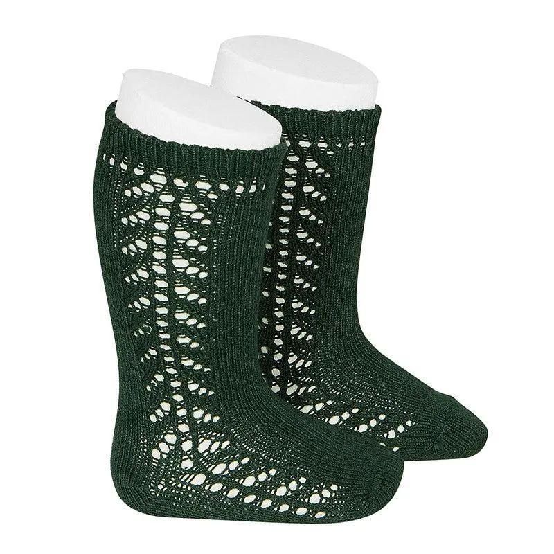 Condor Side Openwork Knee High Sock - Bottle Green (780)