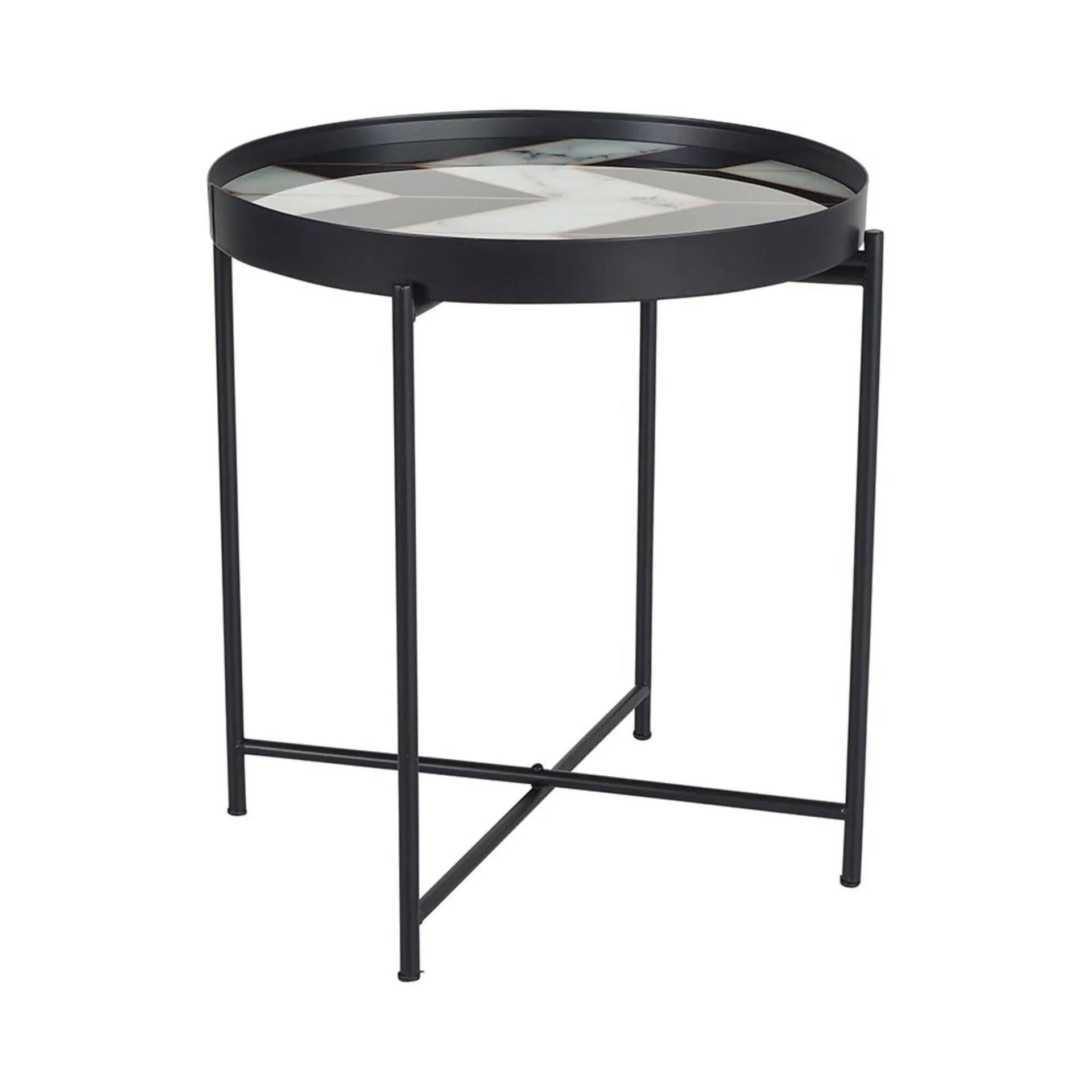 Dominique Marble Inlay Side Table 49cm