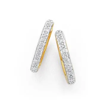 9ct, Pave Diamond Hoop Earrings