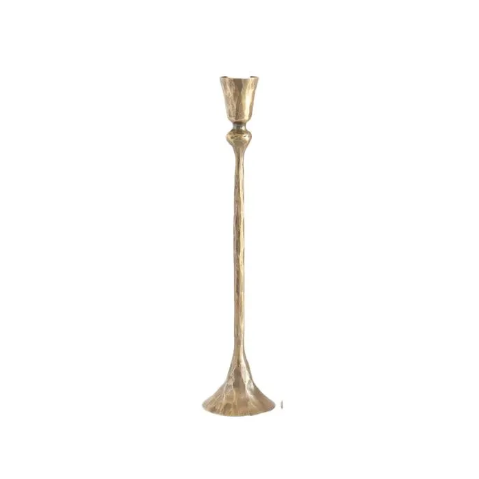Hand-forged iron candleholder brass finish 30cm