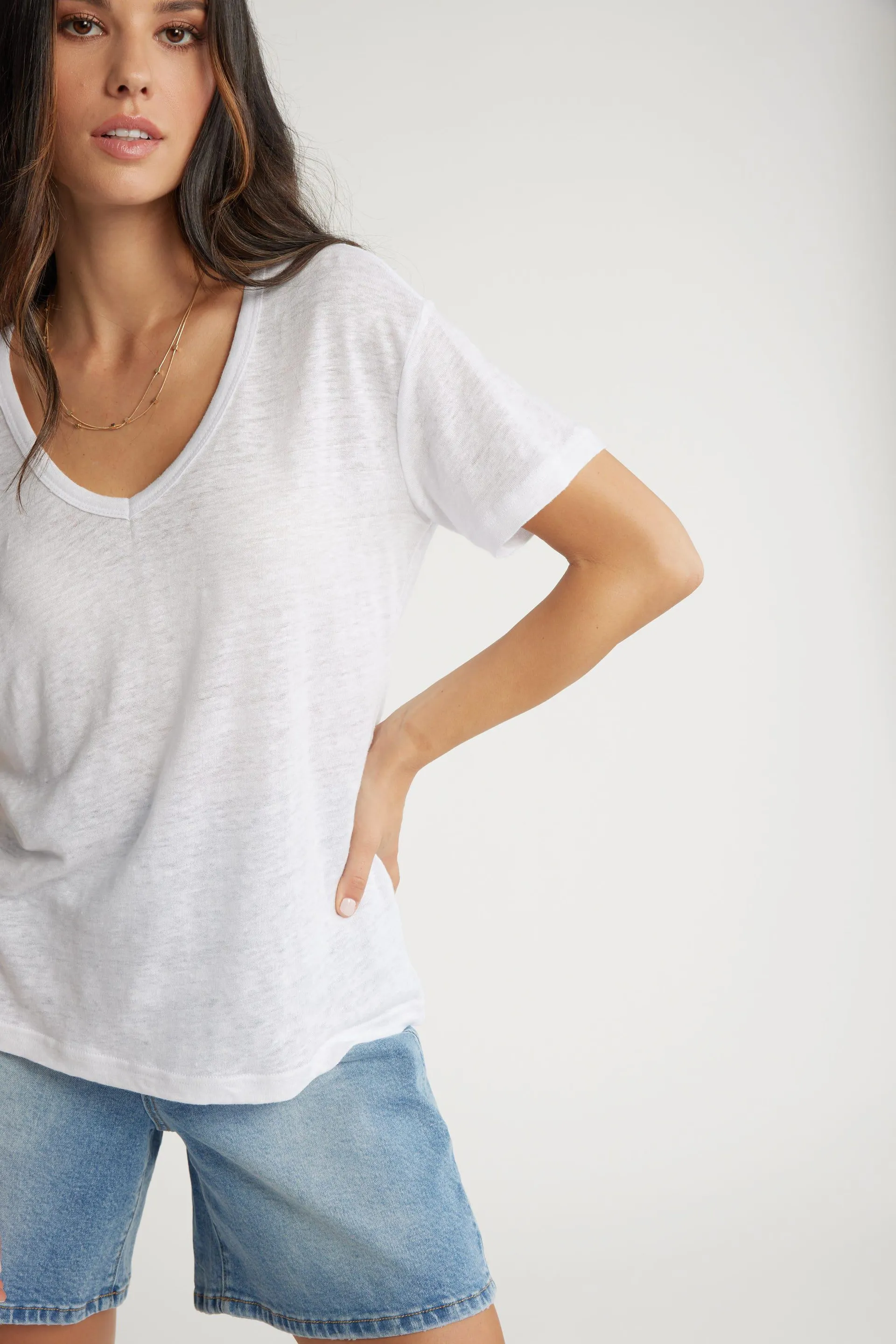 Ember V Neck Linen Tee