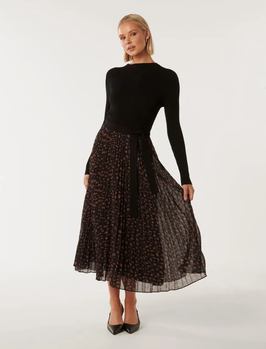 Penelope Mixed-Knit Dress