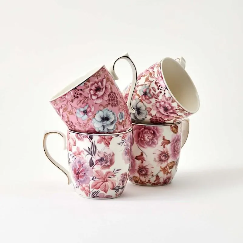 Tablefair Pink Passion Coffee Mug w/ Gold Handle 460ml Asst