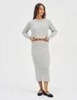 ONLY Jeanett Midi Rib Knit Skirt, Light Grey Melange