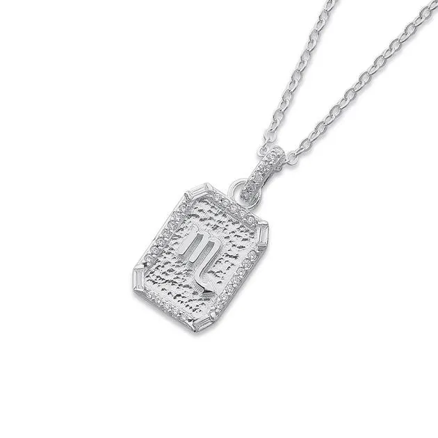 Sterling Silver Cubic Zirconia Scorpio Pendant with Chain