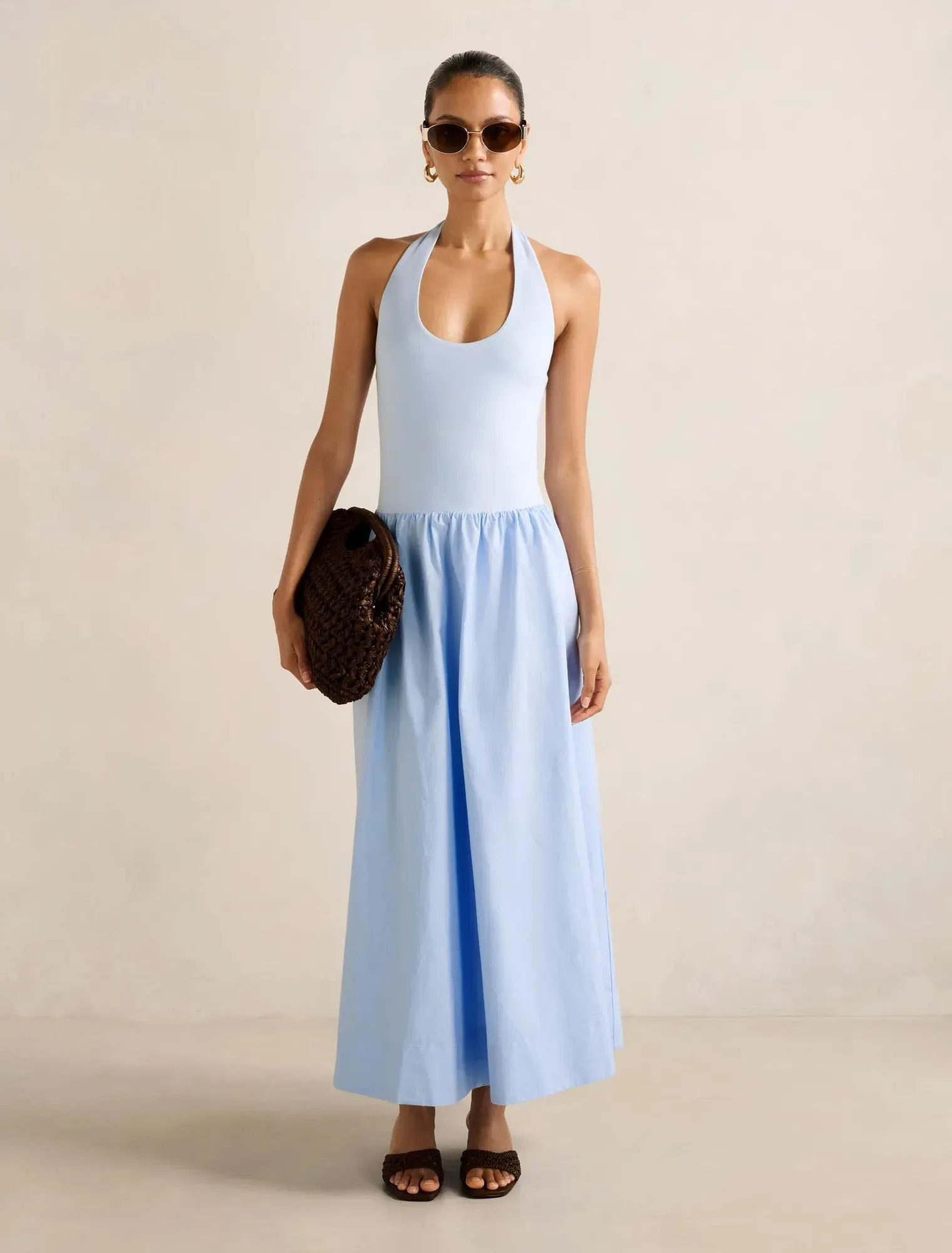 Margot Petite 2-in-1 Halter Midi Dress