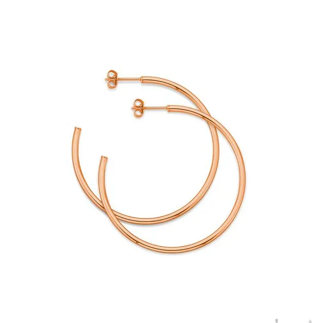 9ct Rose Gold, 30mm Hoop Earrings