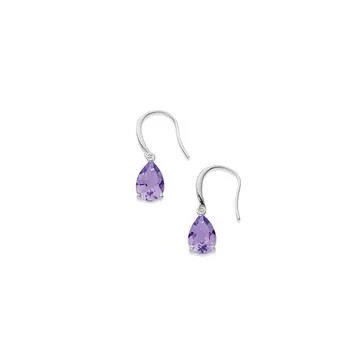 Sterling Silver Amethyst Pear Earrings