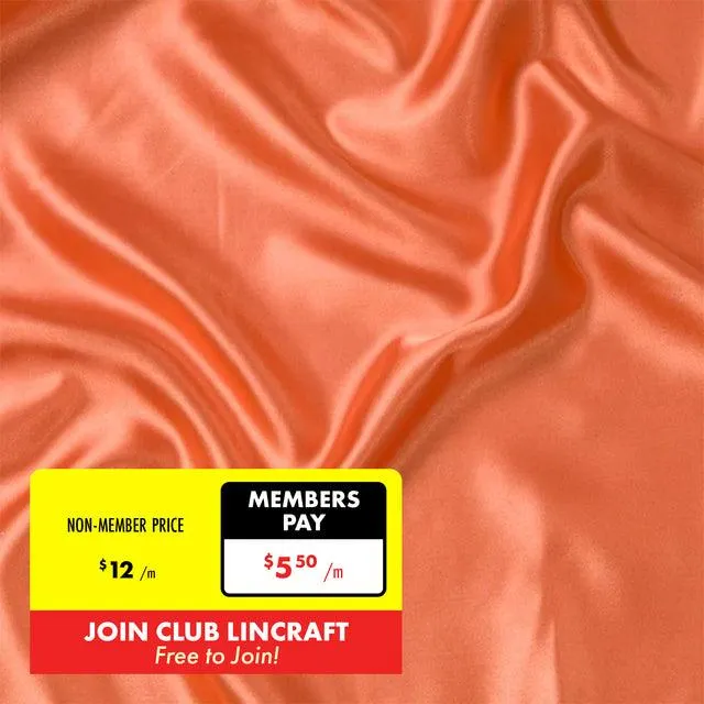 Party Satin Fabric, Orange- Width 150cm