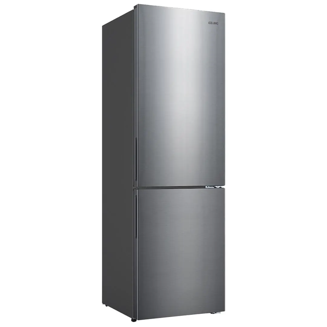Iceland 250L Upright Fridge Freezer Stainless Steel Bottom Mount Freezer