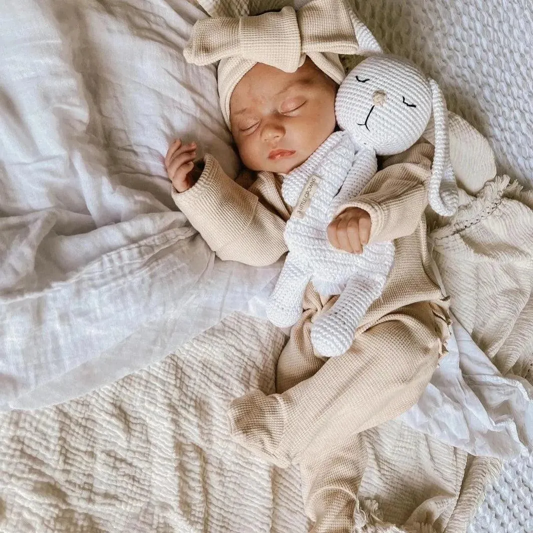 My First Outfit - Flutter Bum Footed Overalls & Topknot Set - Caramilk