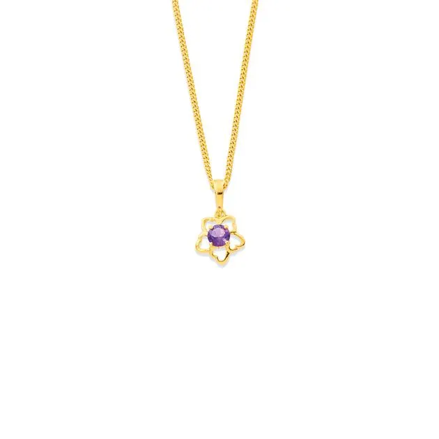 9ct Amethyst Flower Pendant