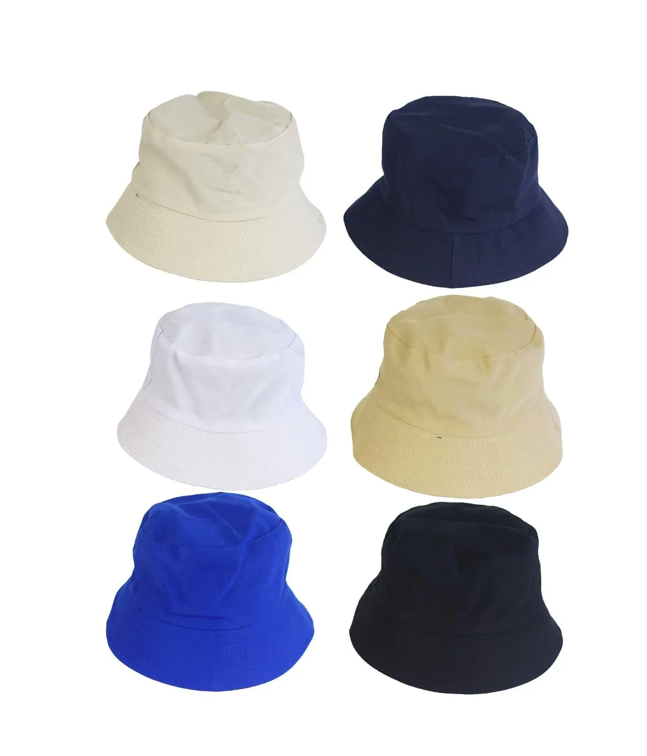 Single Color Adult Reversible Summer Bucket Hat Assorted 28cm