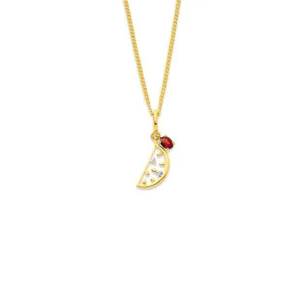 Eliza 9ct Fruit Watermelon Diamond and Garnet Pendant