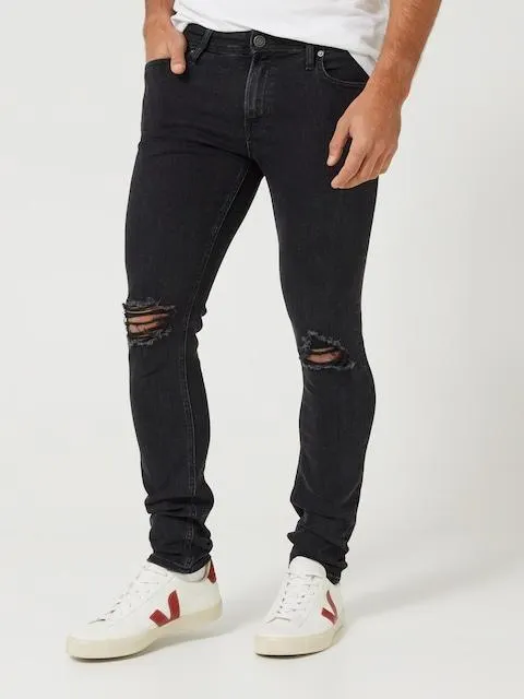 JACK AND JONES Liam Skinny Black Rip Jean