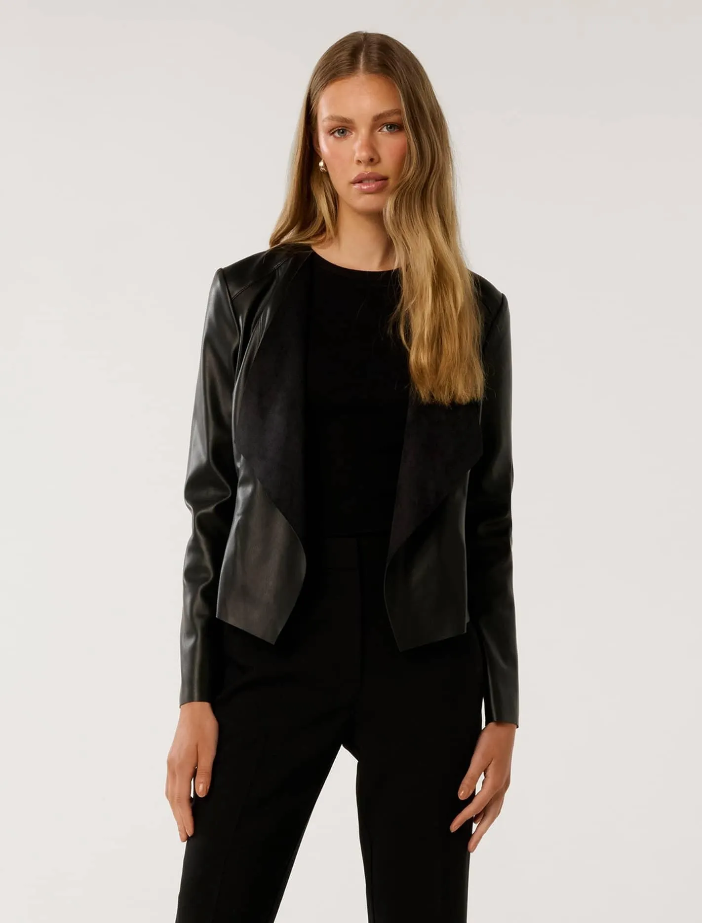 Louise Faux Leather Waterfall Jacket
