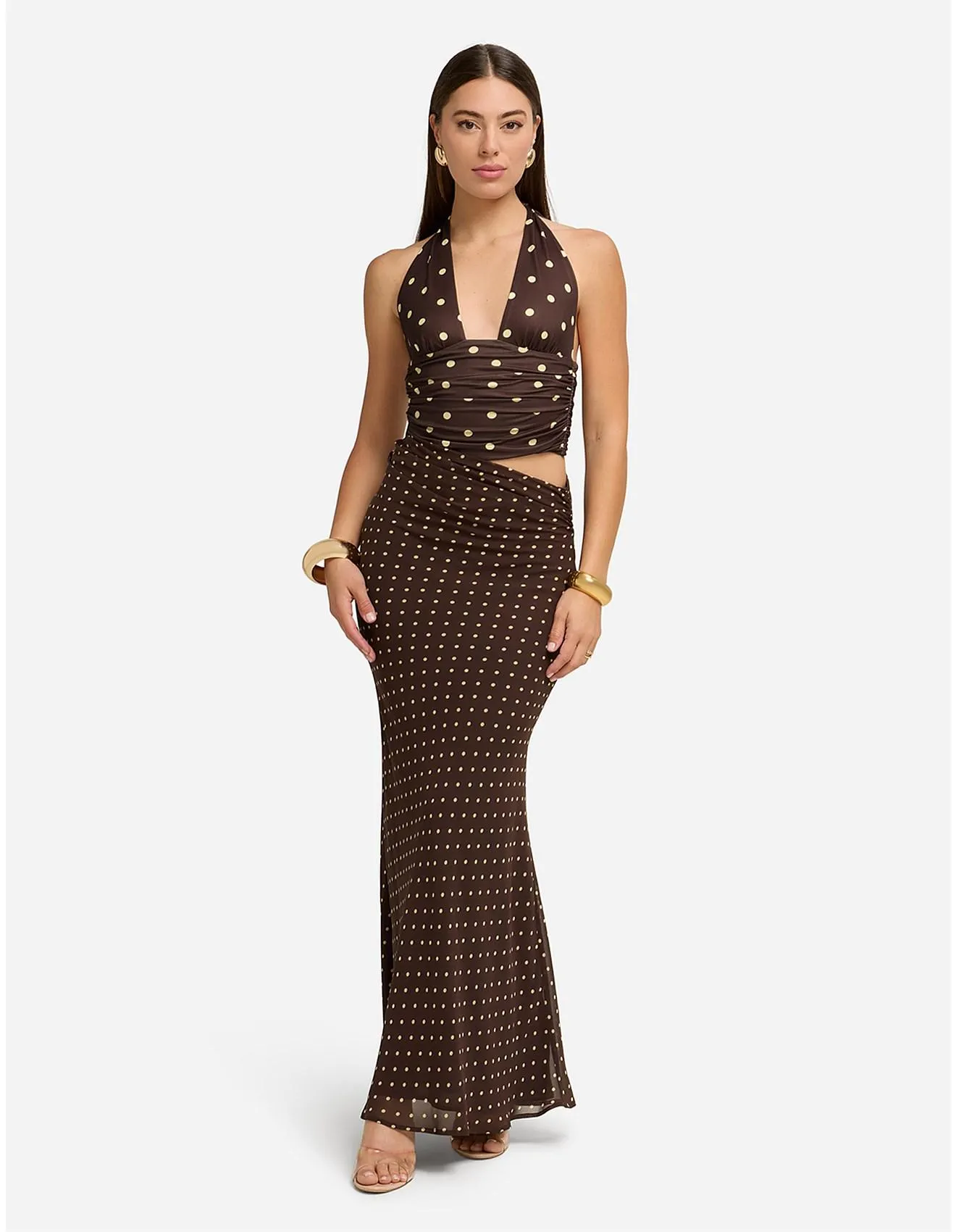 VALERIA HALTER CUTOUT MAXI DRESS