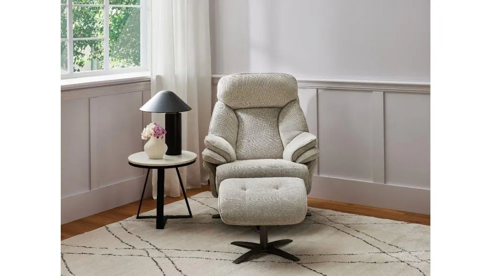 Atlas Fabric Recliner and Footstool