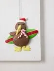 Christmas Shop Claydough Ornament, Kiwi Surfboard Green