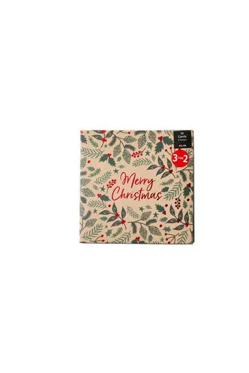 WHSmith Boxed Cards Kraft Wreath & Foliage Pack of 10