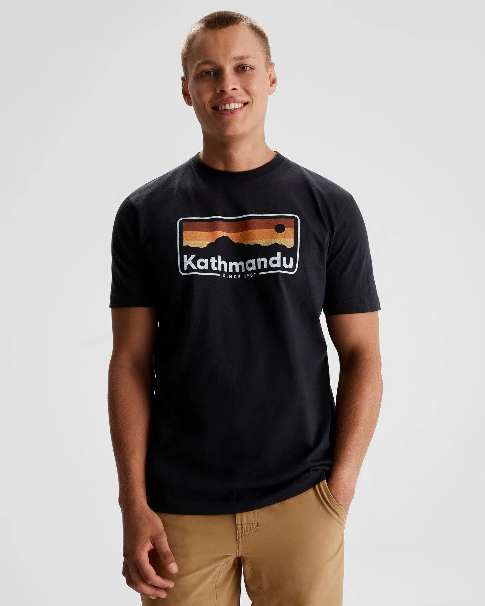 Men's Kathmandu Logo 70's Organic Cotton T-shirt - Black