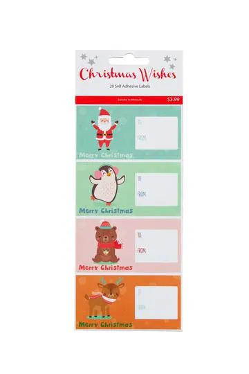 Christmas Wishes Gift Labels Kids Pastel Pack of 20