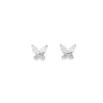 Sterling Silver Cubic Zirconia Butterfly Studs