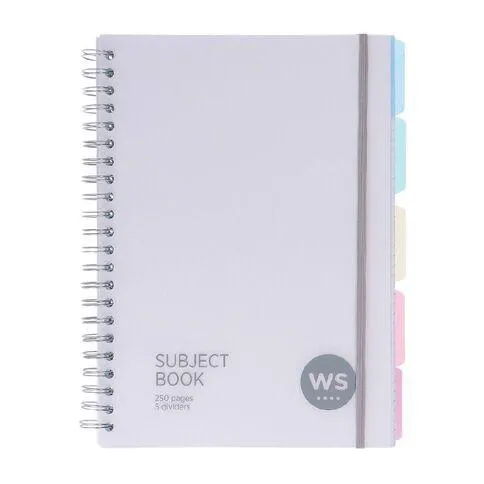 WS Subject Book with 5 Dividers 7mm Ruled White A4