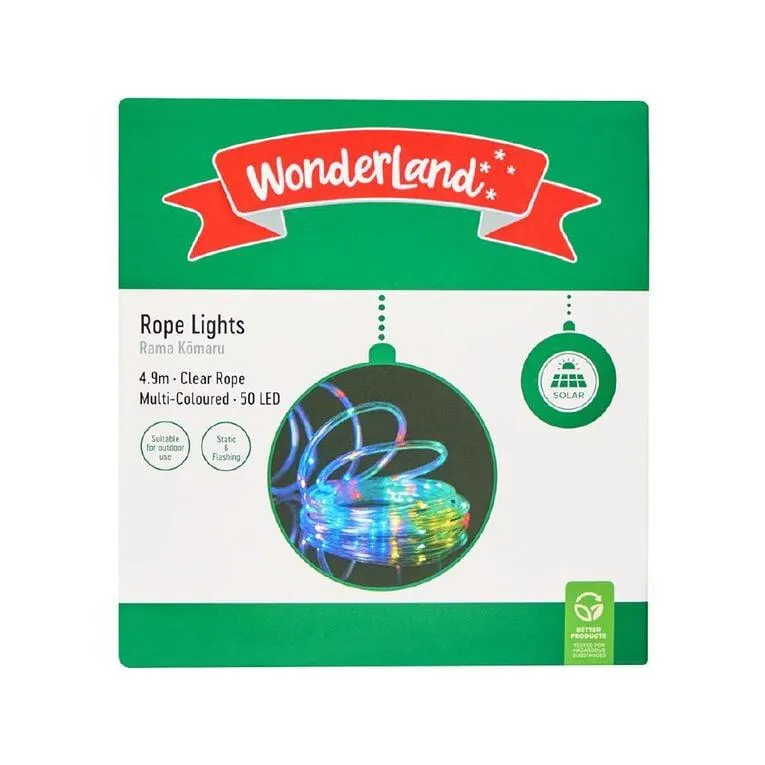 Wonderland Solar Rope Lights 50 LED Multi-Coloured
