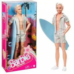 Barbie The Movie Ken Doll Wearing Pastel Striped Beach Matching Set