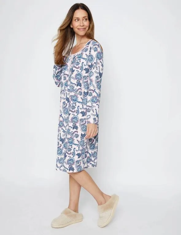 Millers Long Sleeve Printed Main Nighty With Button Detail