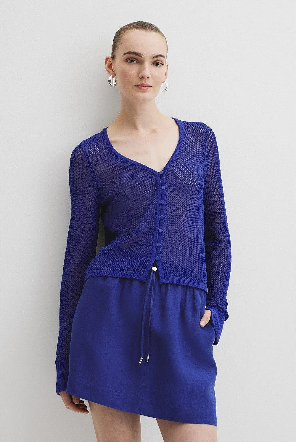 Micro Crochet Knit Cardigan