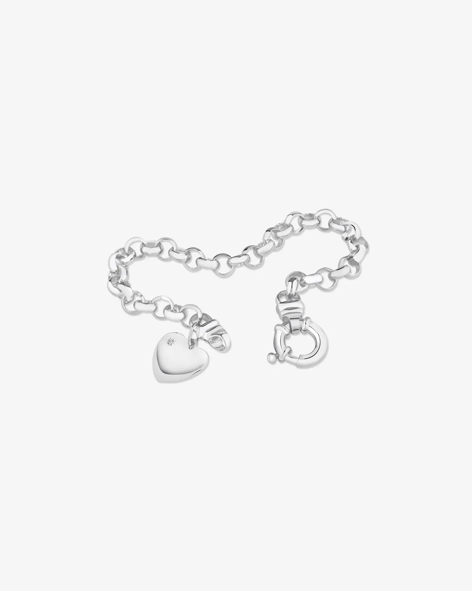 Diamond Set Belcher Bracelet in Sterling Silver