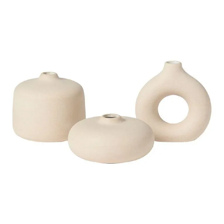 Living & Co Mini Ceramic Vases 3 Pack Natural 3 Pack