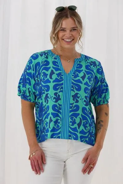 Gloss The Label Lirael Top Blue Floral