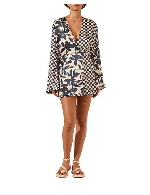 Magnolia Silk Contrast Wrap Mini Dress