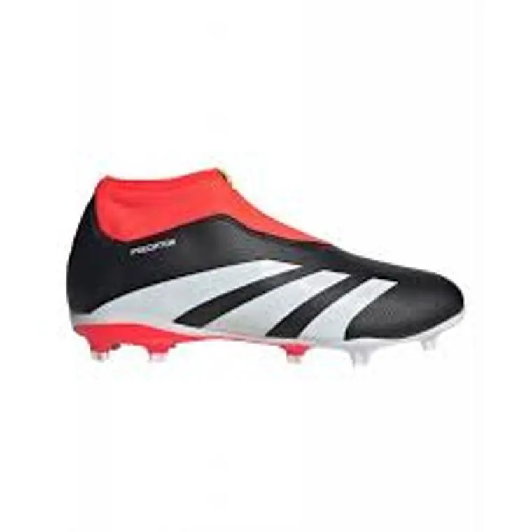 Adidas Youth Predator League LaceLess Firm Ground Boots Black/Cloud White/Solar Red