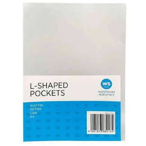 WS L-Shaped Pockets 50 Pack Clear